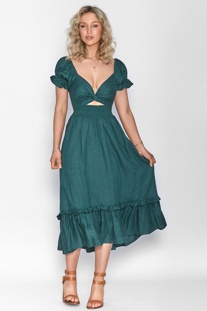 Marianne Emerald Green Wrap Dress - Tencel