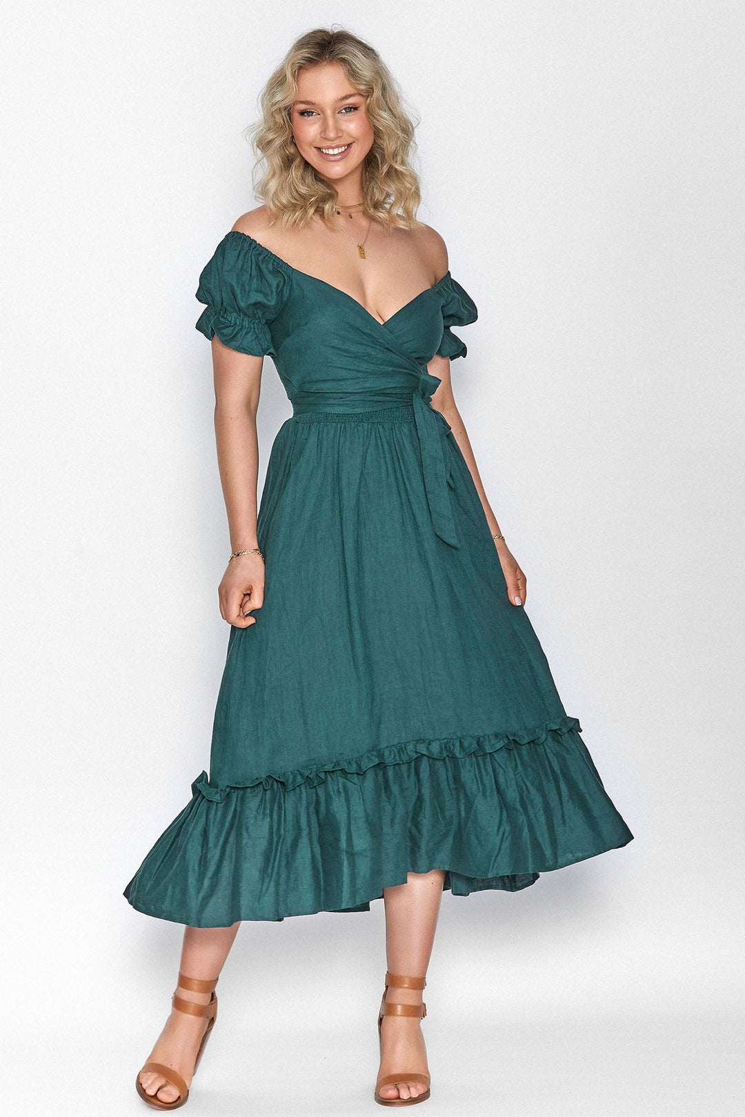 Marianne Emerald Green Wrap Dress - Tencel