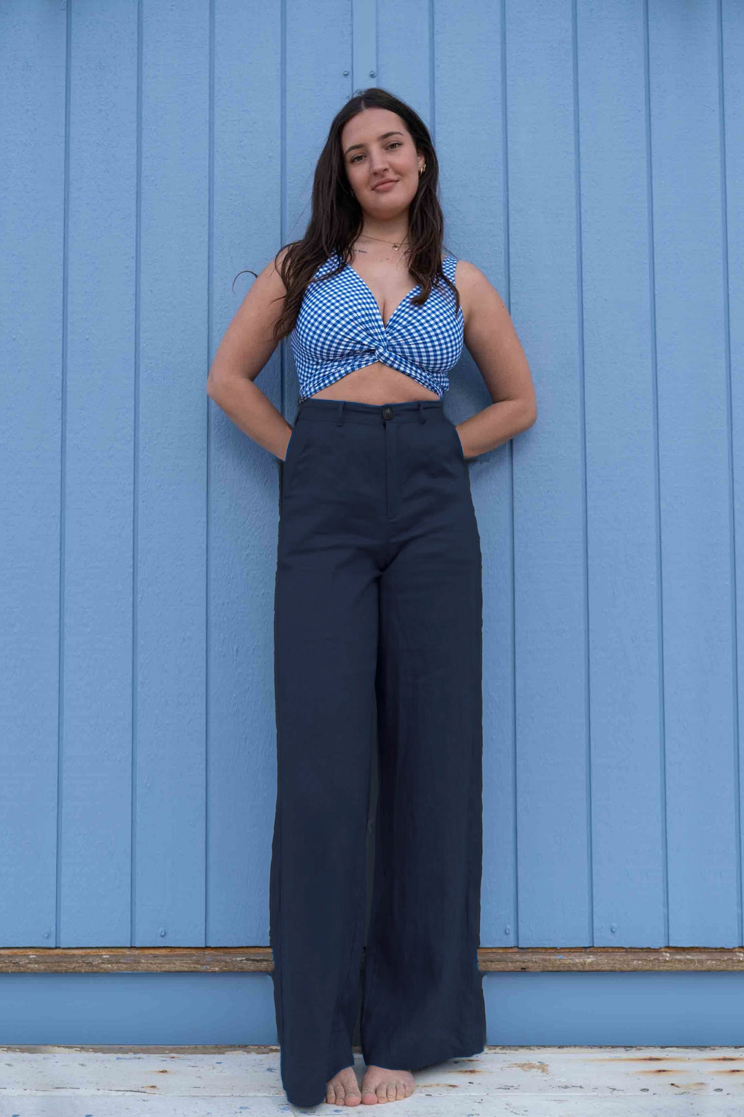 Frankie Navy Pants Tall - 100% Linen