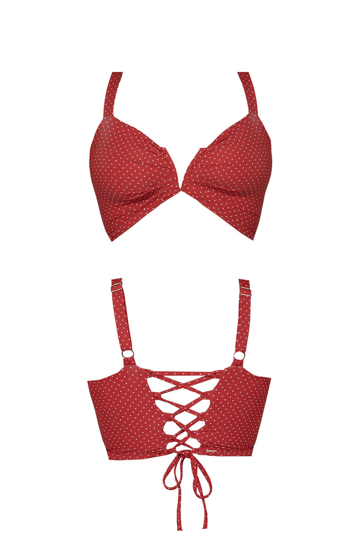Celeste Bikini Top - Red Polka Dot