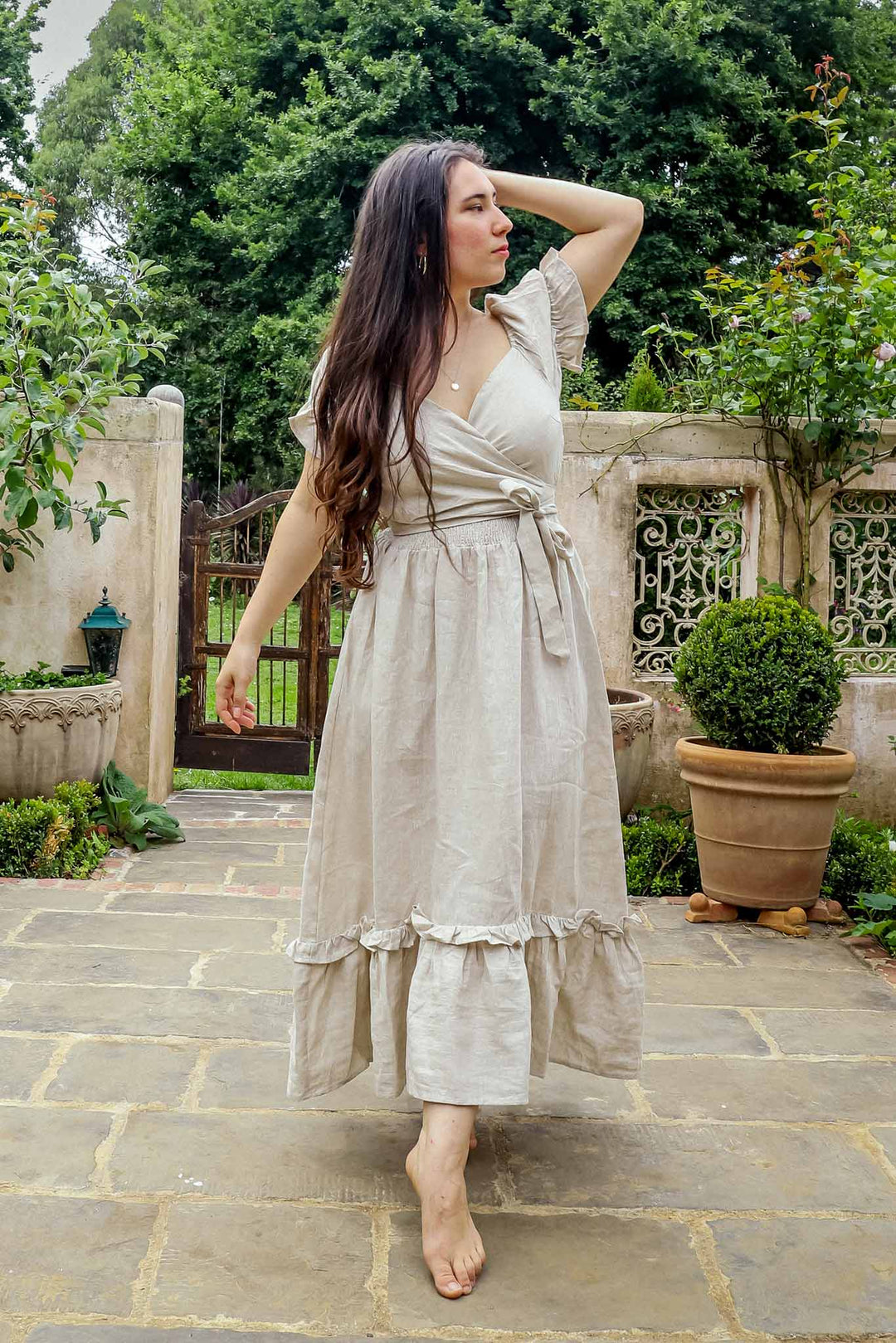 Cottage core reversible midi wrap dress Aulieude Cottage core reversible midi wrap dress Aulieude